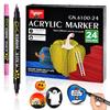 Wide Range 6100 Double-Ended Acrylic Markers - Water-Based, Waterproof, Sun-Resistant for Art, Painting & Graffiti