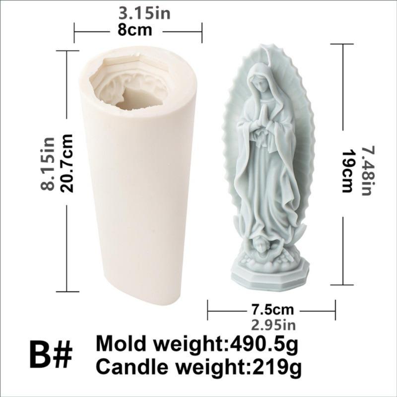 Virgin Fatima Maria Stone Statue Candle Silicone Mold Gypsum Form Carving Art Aromatherapy Plaster Home Decoration Mold Gift