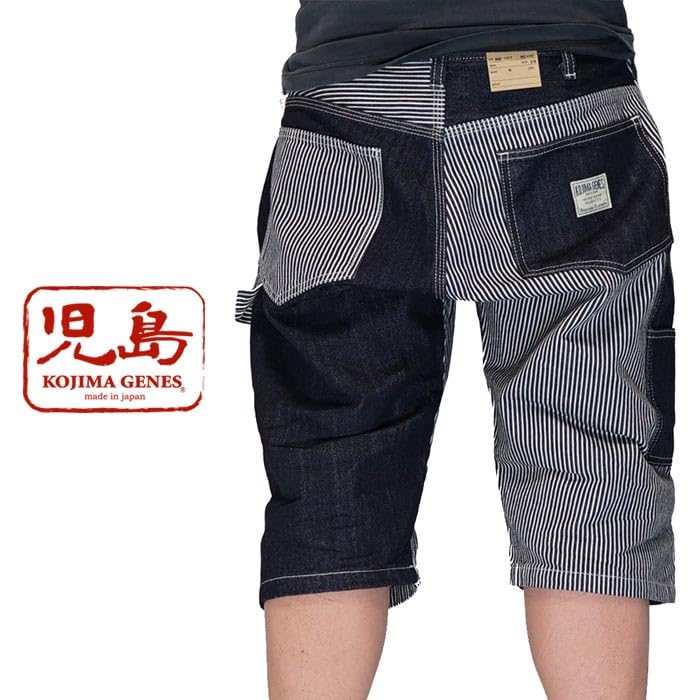 Kojima Jeans KOJIMA GENES Work Painter One Made in Indigo Shorts, Multi-Combo, Hosen, Hosen, Jeans, Denim, Waschung, Japan, RNB-1377, Hickory-32