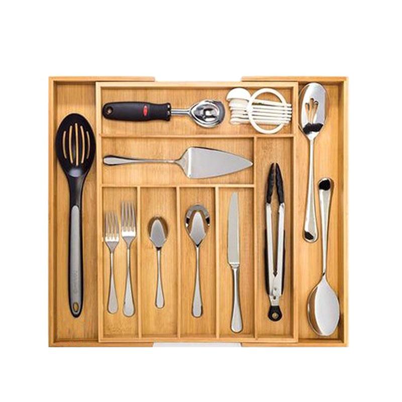 Adjustable Expandable Bamboo Drawer Organizer For Kitchen,Bedroom Or Living Room-Ideal For Organizing Cutlery,Silverware& Knives
