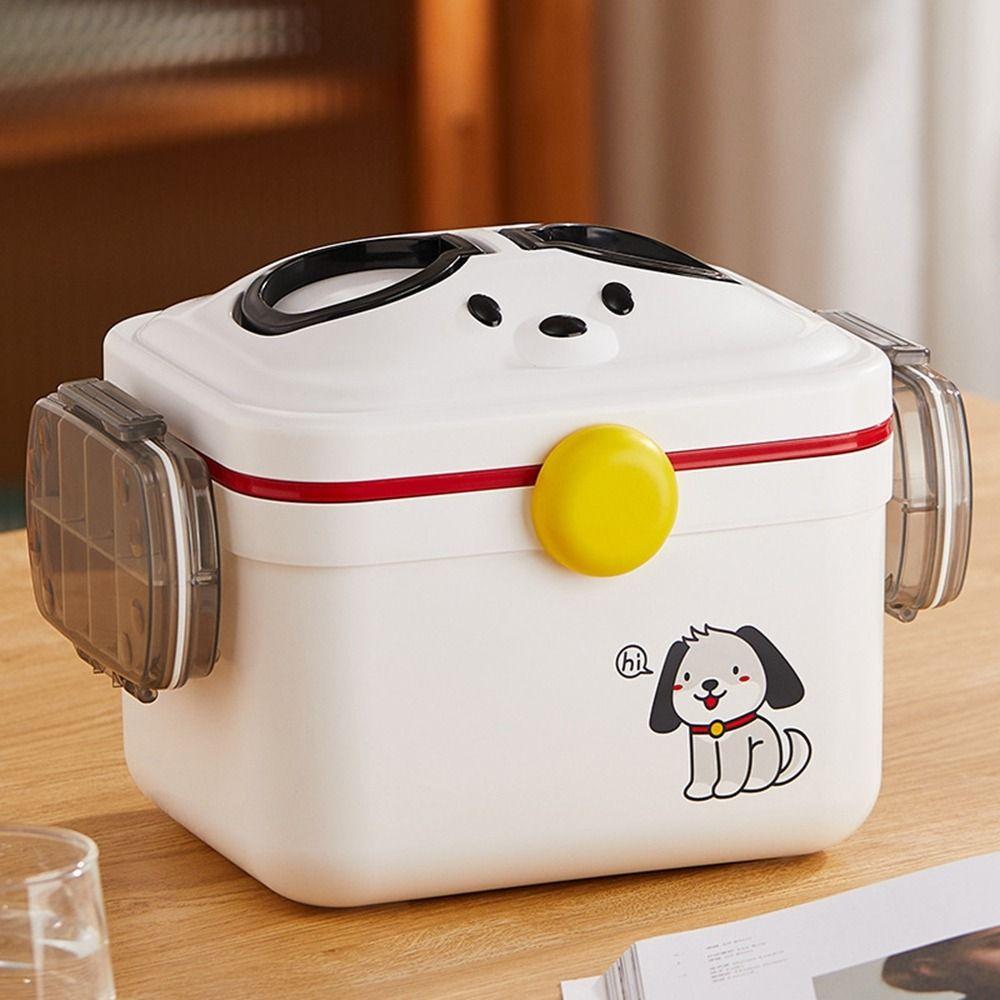 Dust-proof Cartoon Medicine Box Large Capacity Pill Container Double-layer Medicine Box  Office
