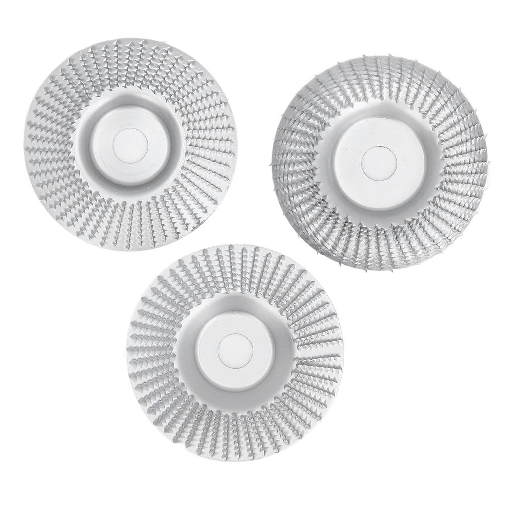 3Pcs Wood Carving Disc Set Woodworking Angle Grinder Grinding Wheels Carbon Steel 100mm Dia 16mm ID