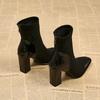 2025 Spring and Autumn New French Style Skinny Boots European Popular High Heel Boots Small Square Head Women's Short Boots