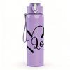 1PC Curve Love Heart Cursive Line Art 750ml Color Plastic Sports Water Bottle Leakproof Flip Straw Lid Suitable for Sports Office Home Use