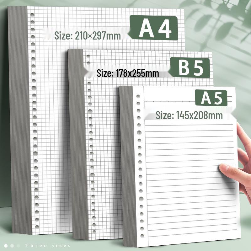 A5/B5/A4 Loose-Leaf Paper Refills - Lined & Grid Options, 20/26 Holes