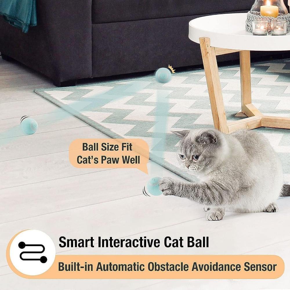 Interactive Smart Cat Ball Quiet Cat Toys for Indoor Cats Adult Automatic 360° Rotating Kitten Toys Intelligent Automatic Mobile Ball Pet Toy