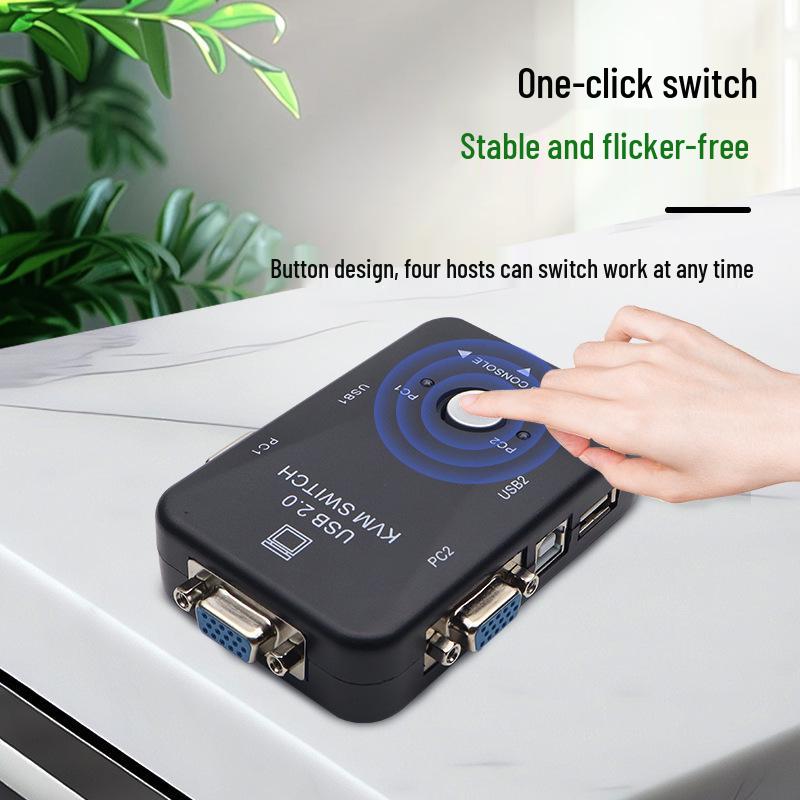 2-ports USB VGA KVM-switch: 2-i-1-ud Multi-Port Switcher til Computere