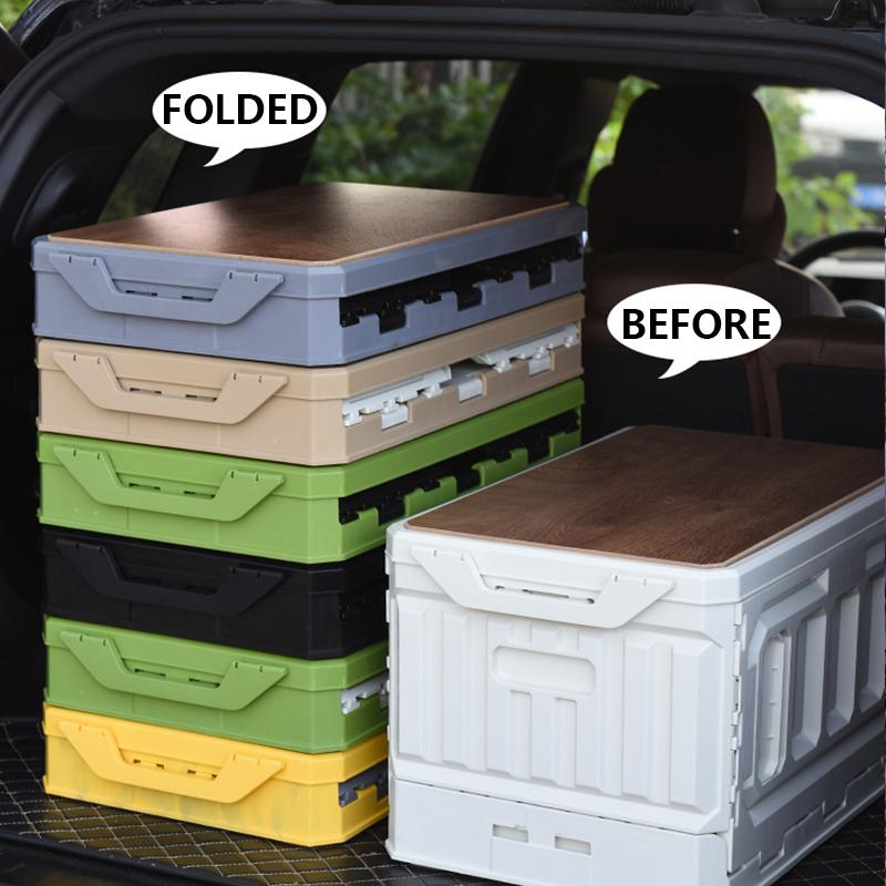 Outdoor Camping Storage Box With Raised Top, Large Capacity Picnic Folding Storage Box, Car Backup Organizer