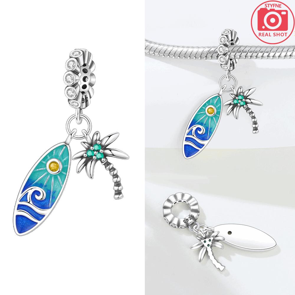 Original Copper Red Cute Mushroom Wave Skateboarding Coconut Tree Blue Anemone Pendant Beads Fit Bracelet Jewelry Gift Diy