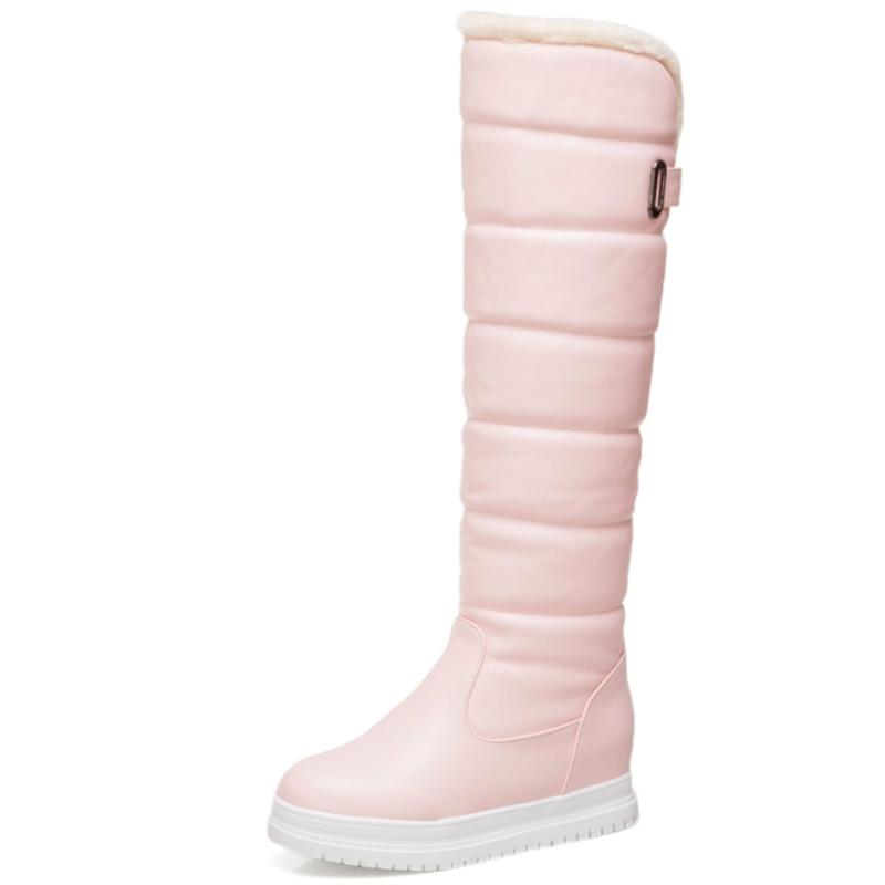 

Women s Winter Snow Boots 2024 Black White Pink Warm Fur Plush Knee High Boot Flats Fashion Long Rain Shoes Girls Waterproof 39 рожевий