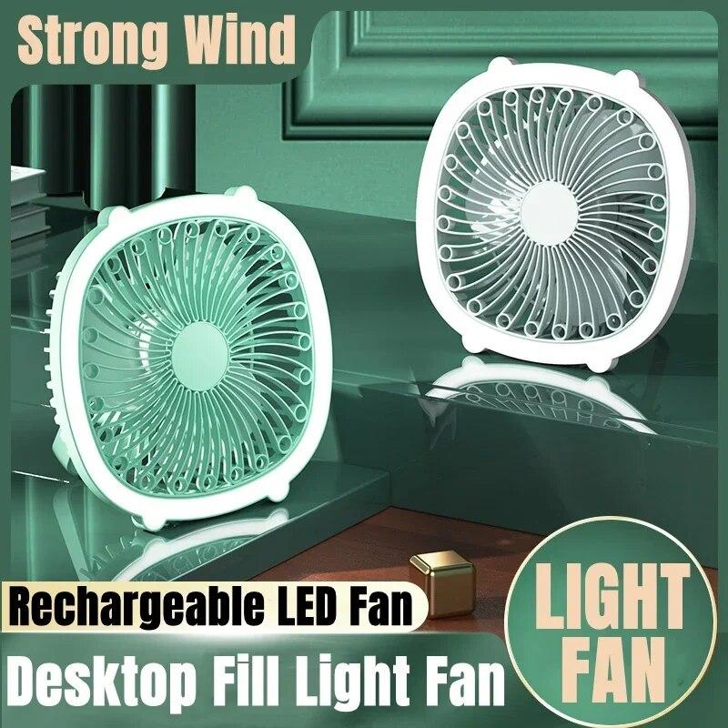Dobíjecí ventilátor 4 v 1 s lehkým stropním ventilátorem Campingový ventilátor Mini ventilátor Stolní ventilátor