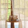Boho Crochet Curtain, Sheer Lace Handmade Tassels Knitted Window Treatment Vintage Rustic Bohemian Farmhouse Drape for Bedroom