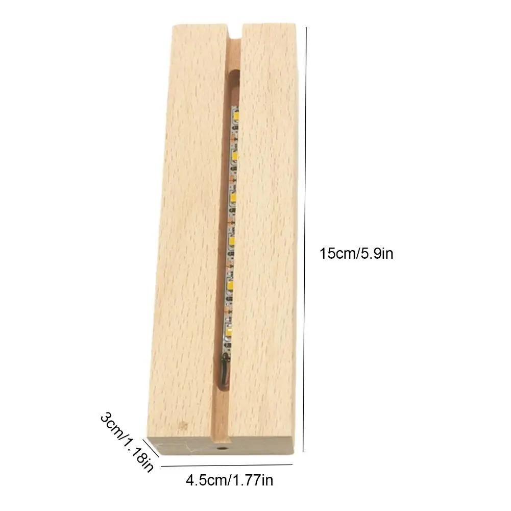 Rectangle Solid Beech Wooden LED Base for Resin Lamp Acrylic Glass Plate Stand Wood Light Display Base DIY USB Night Light Base