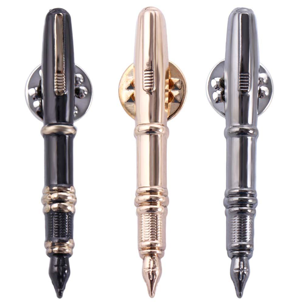 Pen Shape Gold Color Brooch Pins Pen Shape Brooch Men Brooches Korean Style Suit Shirt Brooch