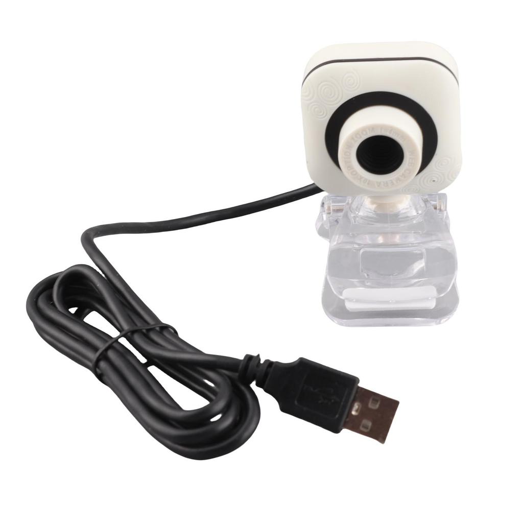 Built in Microphone Computer Camera Webcam PC Accessory 480P White with Transparent Clip