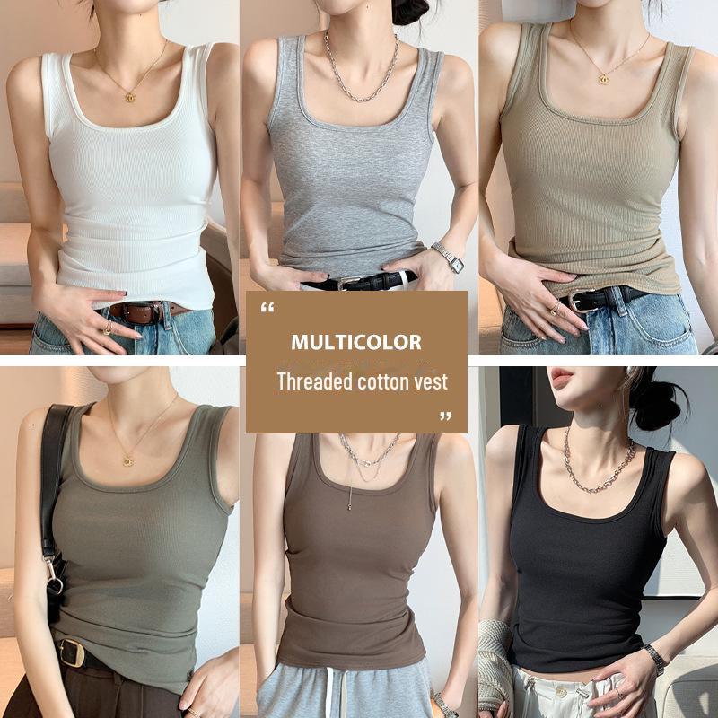 H237 Spring/Summer Women's U-Neck Slim Fit Wide Shoulder Sleeveless Vest