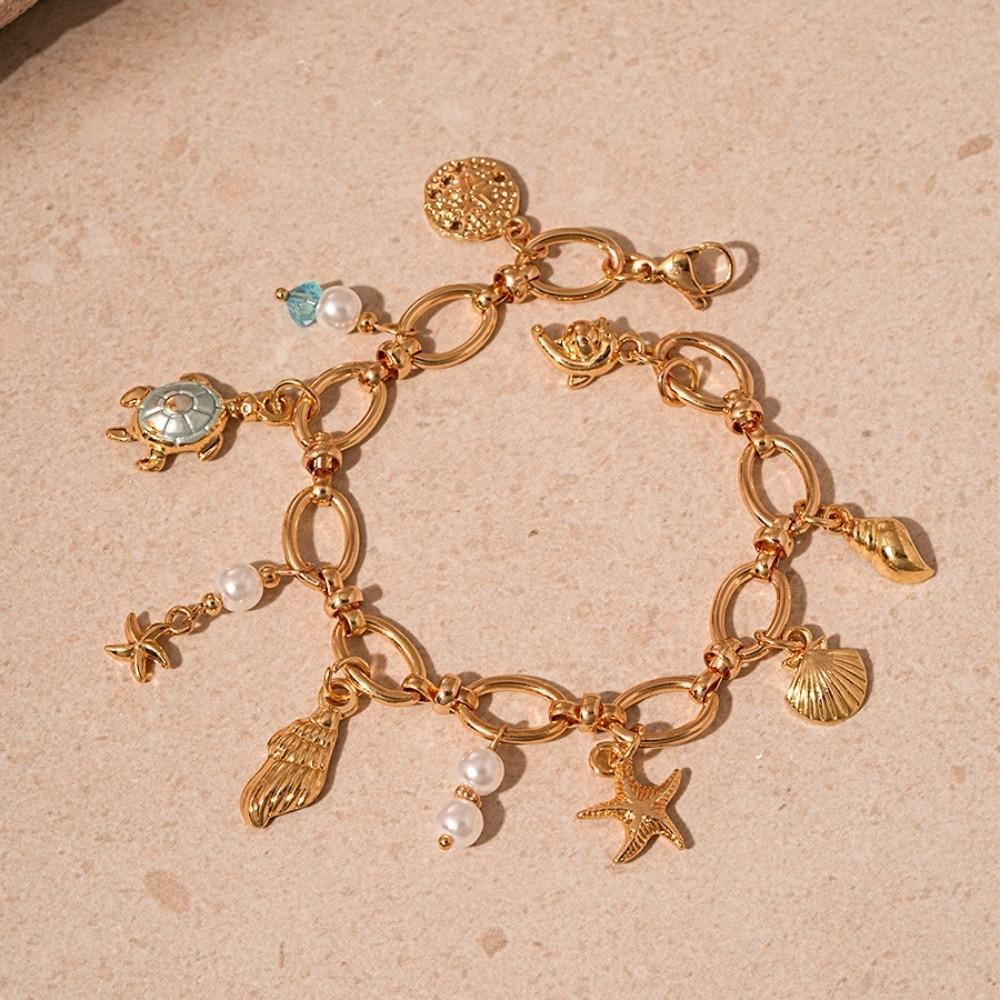Summer Sea Series Starfish Beaded Bracelet Ornaments Shell Beaded Hand Chain  Girls Couple Gift