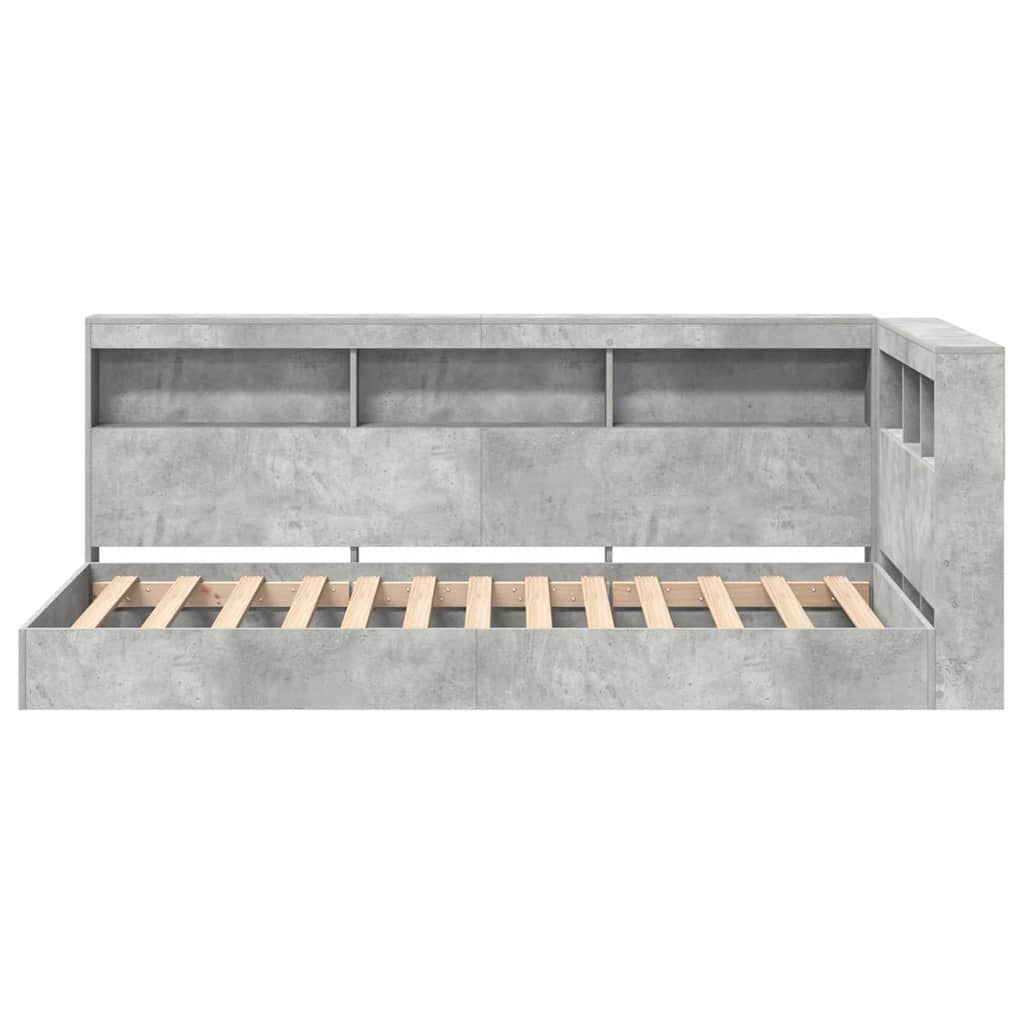 Bookshelf Bed Concrete Grey 75 x 190 cm Particleboard