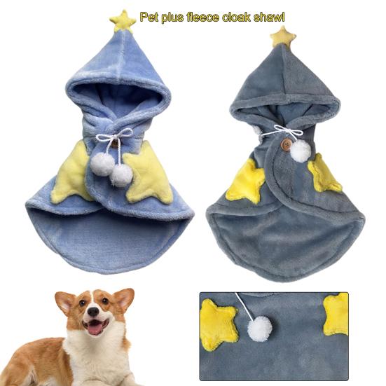 

Шаль для домашних животных, супермягкая ветрозащитная флисовая накидка для щенка, устойчивая к выцветанию, с пушистыми шариками на осень