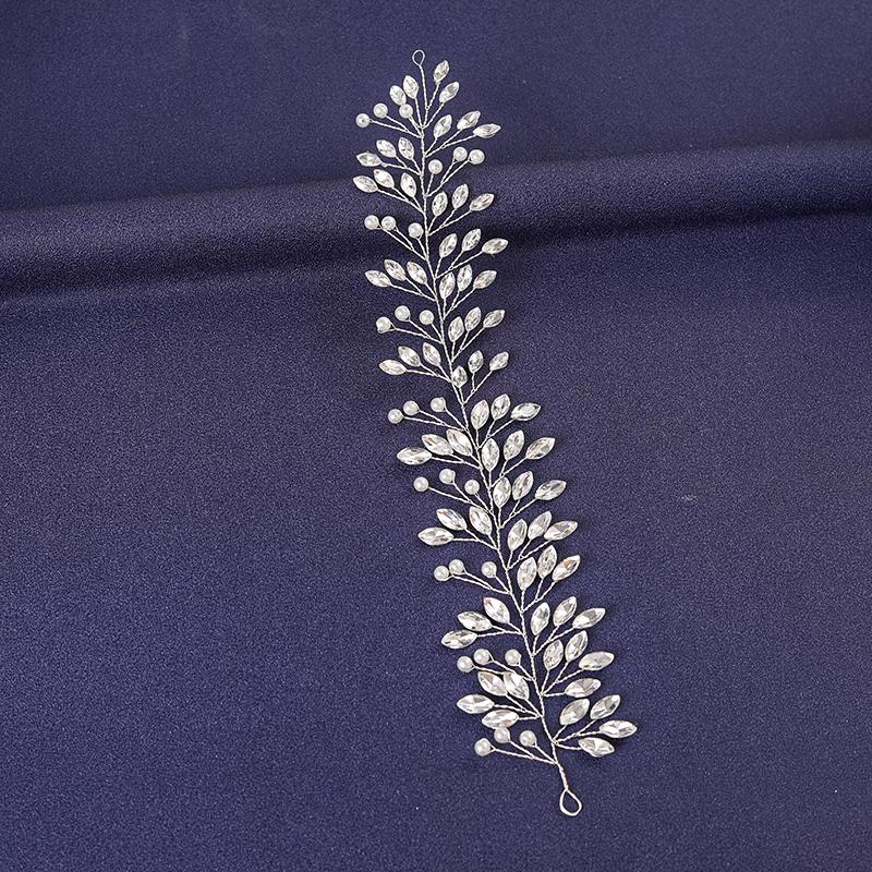 Silver Color Crystal Hairband For Women Prom Pearl Rhinestone Headband Bridal Wedding Hair Accessories Jewelry Hairband Tiaras