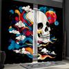 2pcs Classic Skull and Skeleton Polyester Curtains   Black and Red Ribbon Drapes for Living Room and Bedroom Decor