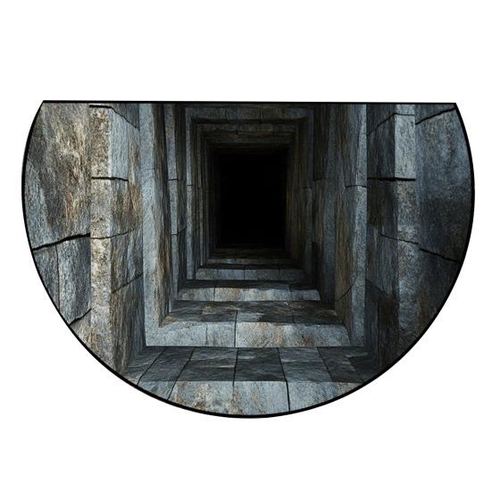 Floor Mat Semicircle Non-Slip Decorative 3D Illusion Realistic Burrow Rug Entryway Living Room Bedroom Fade-Resistant Area Mat