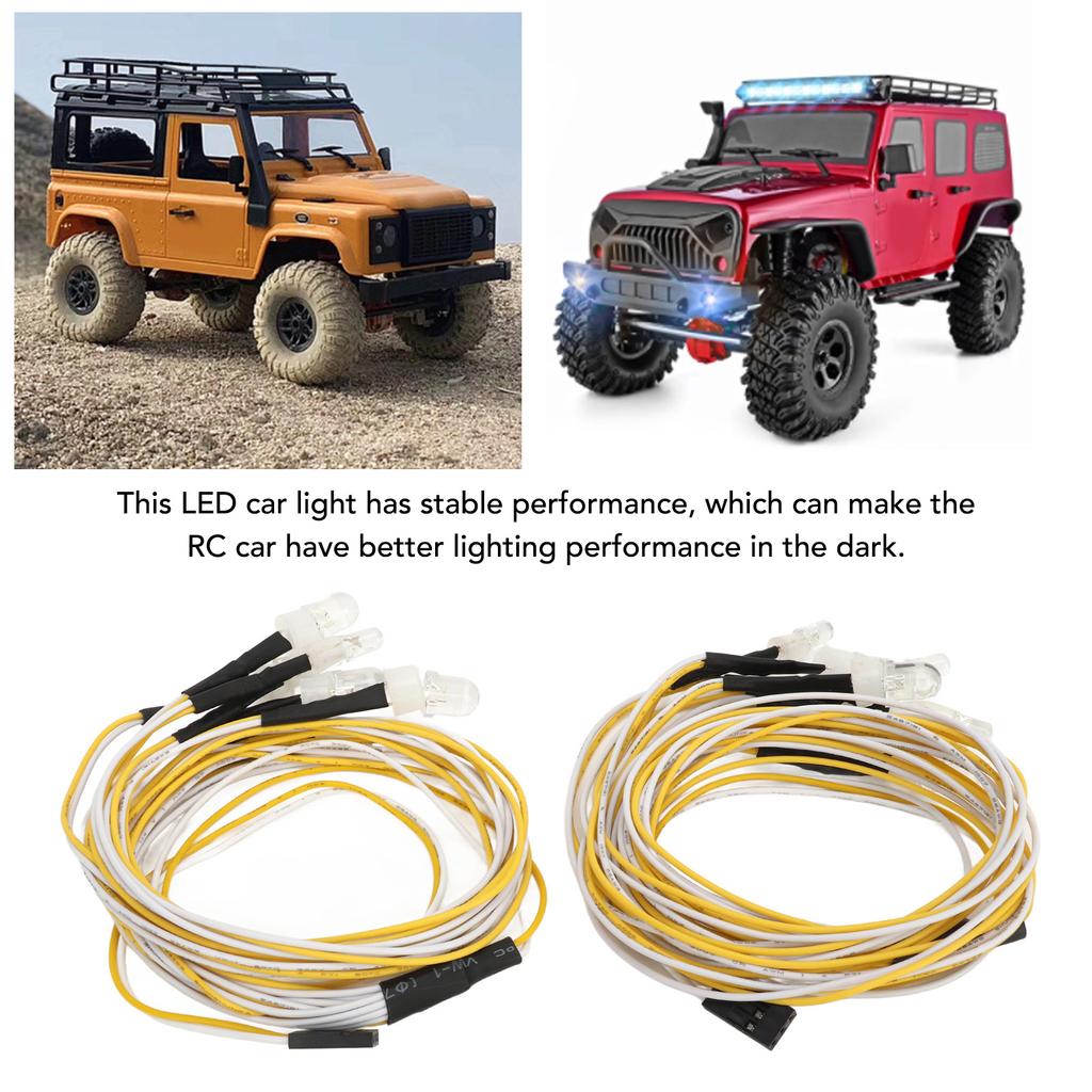 2PCS RC Car Lights Universal 7.4V 8mm Red White 5mm Yellow LEDs RC Car 8LED Lights for Conversion