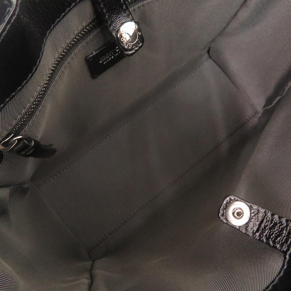 Used AUTHENTIC JIMMY CHOO 2WAY Pegasus Star Embossed Hand Bag Black Patent Leather