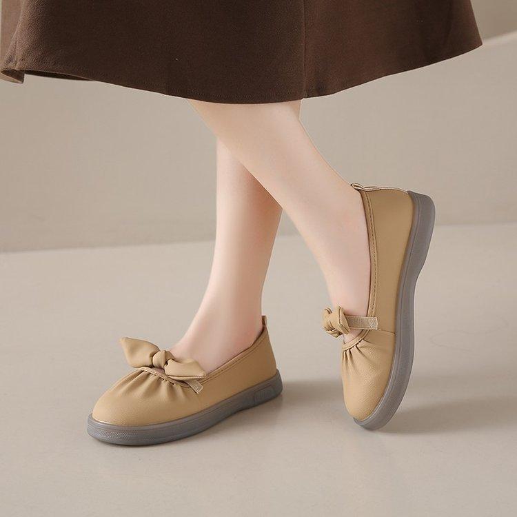 Fashionable and Comfortable Silver Flat Single Shoes Female Summer Mary Jane Shoes Bow Soft Bottom Soybean Shoes