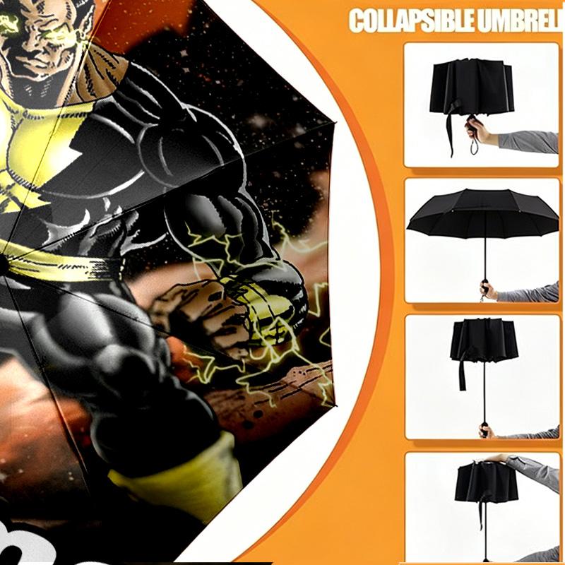 Custom Name Personalized Superhero Movies Print Umbrella, Auto Open Close, 8‑Rib Sturdy Frame, Commute Camping Hiking Use, Birthday Gift