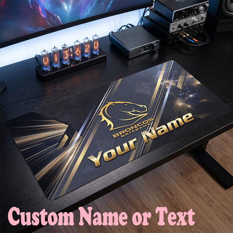 Brisbane Broncos Customized Name Text Mouse Pad, Large Desk Mouse Mat Personalized Home Office Present