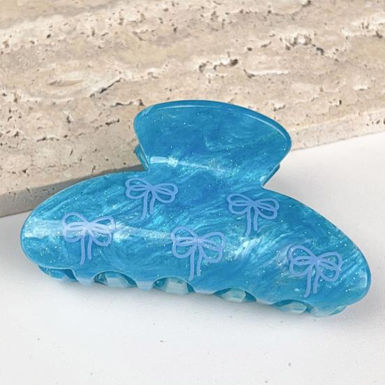 Hair Claw for Women Bow Print Hair Clip Pearlescent Texture Shark Hair Claw