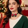 Velvet Bowknot Christmas Choker Plush Xmas Clavicle Chain  Jewelry Accessories