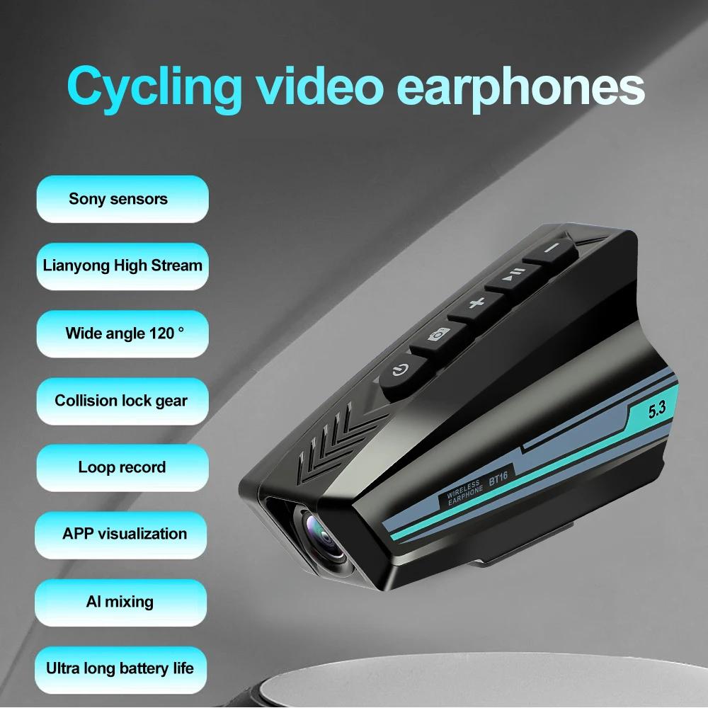 

1080P Мотоциклетный Видеорегистратор Видеорегистратор V5.3 Bluetooth Гарнитура для шлема Мотор Видеорегистратор Камера 2000 мАч Громкая связь Водонепроницаемый Широкий Угол