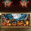 1 Piece of Strange Halloween Garage Banner - a Skull Hidden Within a Pumpkin Lantern, Made of Durable Polyester Fiber