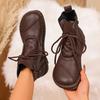 Fashion Retro Side Zip Brown Ankle Boots Women 2025 Winter Vintage Soft Sole Black Boots Comfort Light Weight Non Slip Mom's Shoes
