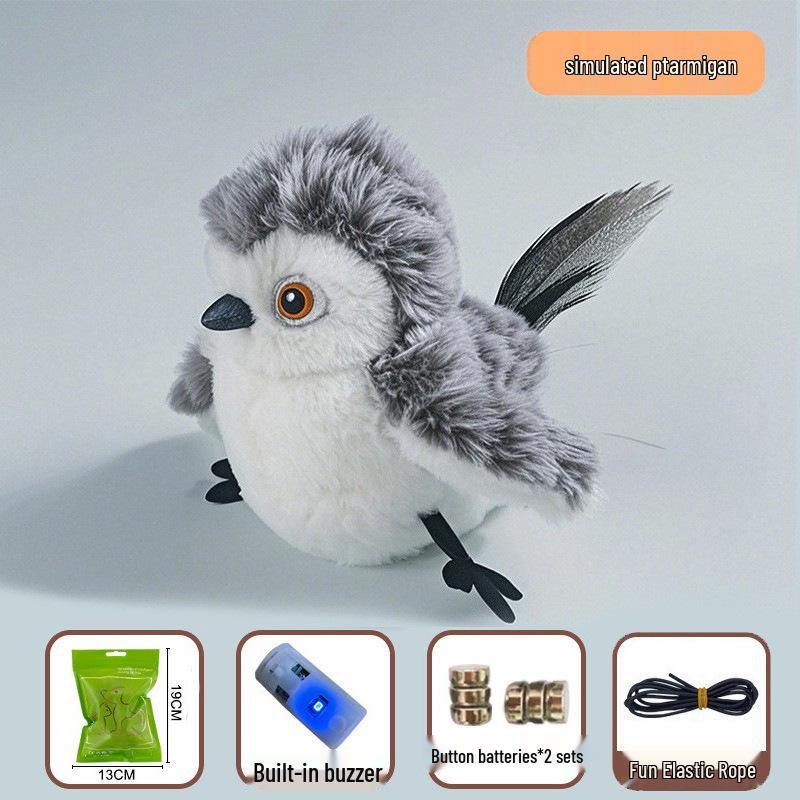 Cross-Border Electric Sparrow Cat Toy: Simulated Shaking Bird with Swinging Wings for Feline Entertainment