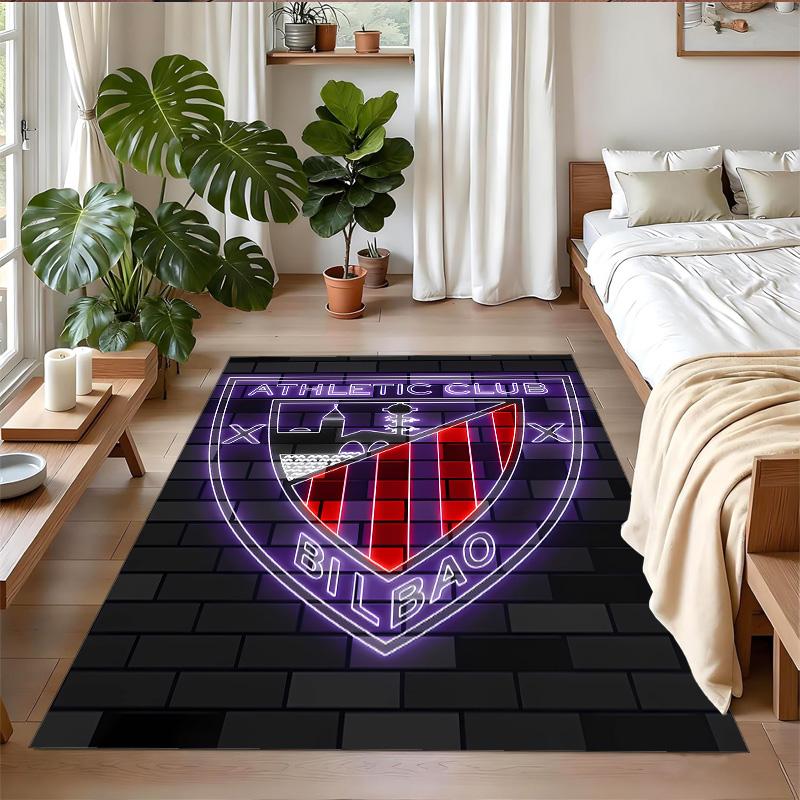 Anti‑Slip Crystal Velvet Floor Rug, Athletic Bilbao Design Carpet for Indoor Living Bedroom Home Decoration