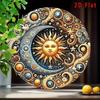 Sun Moon 2D Flat Wall Art 8x8 Inches Round Aluminum Metal Decor