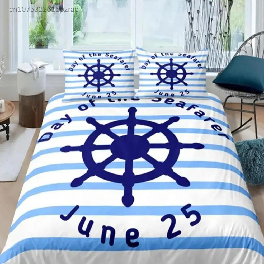 Luxury 3D Nautical Anchor Bedding Set Bedroom Soft Modern Bedspreads Comefortable Kids Duvet Cover Quilt Cover And Pillowcase