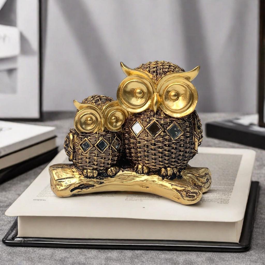 Rattan Eulen Ornamente Statue Weinschrank Dekoration Heim Büro Harz Handwerk Geschenk