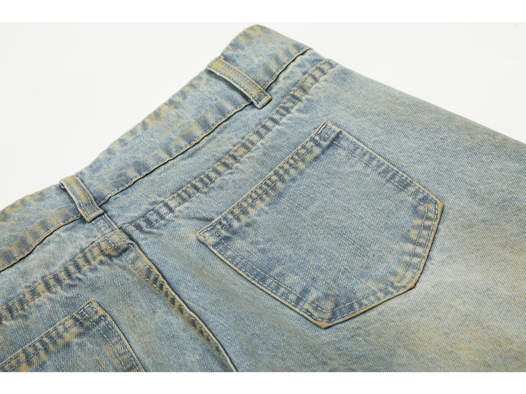 Unisex Retro Distressed Wide-Leg Jeans - Loose Fit, Floor-Length