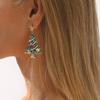 Dripping Oil Xmas Earrings Studs Rhinestone New Year Dangle Earrings Christmas Tree Earrings  Gift