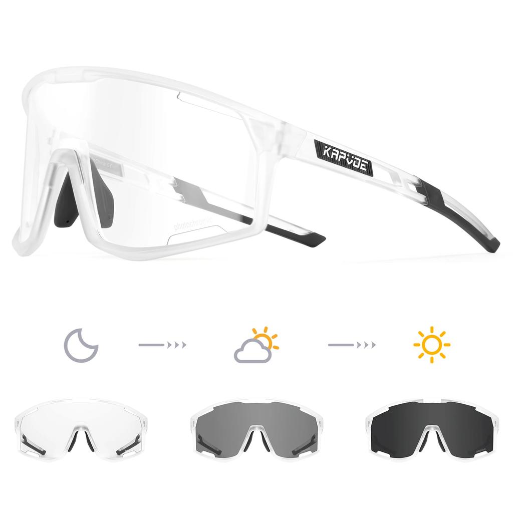 Kapvoe Photochromic Cycling Glasses Sunglasses for Men's Cycle Sun Glasses MTB UV400 Goggles Woman Road Bike Bicycle Eyewear