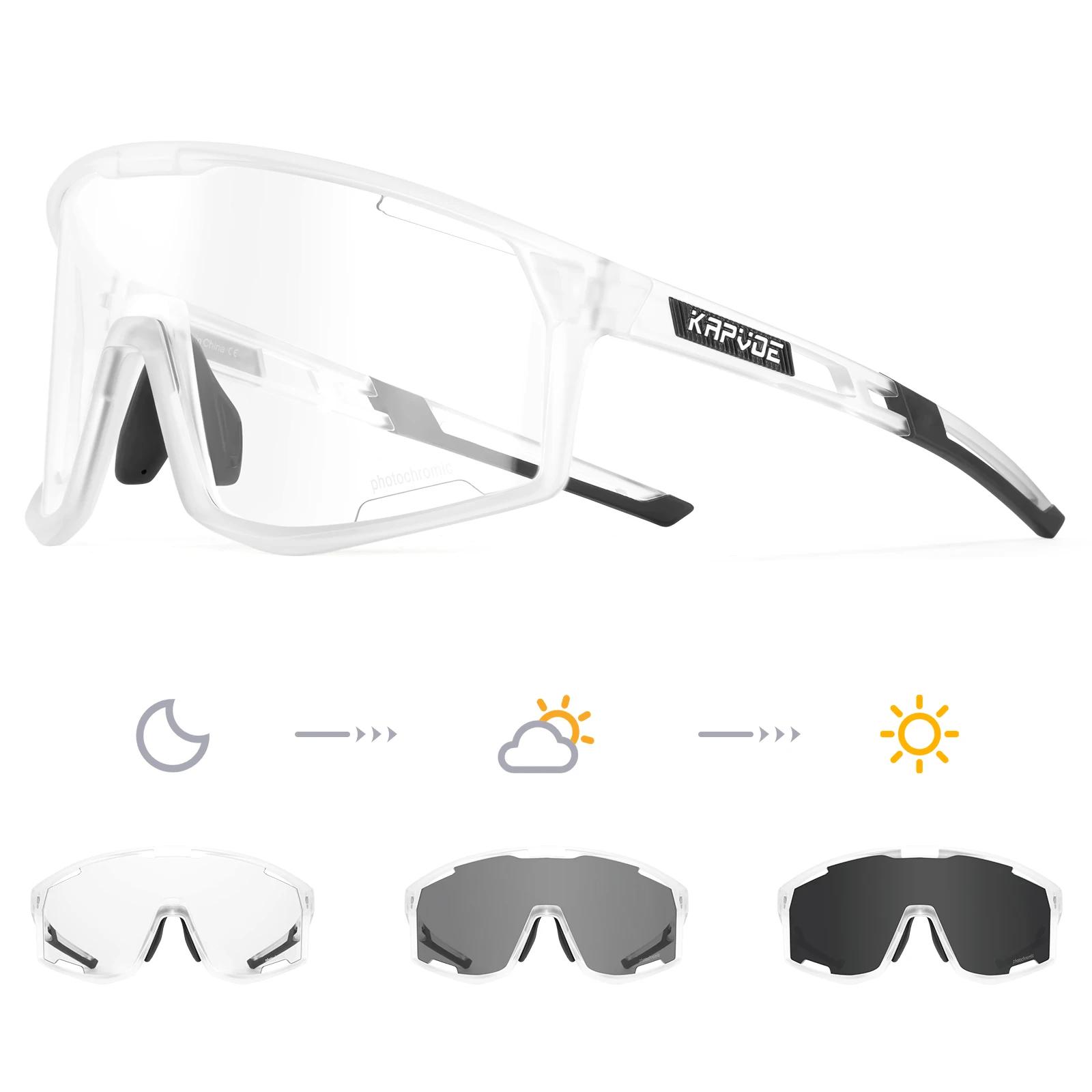

Kapvoe Photochromic Cycling Glasses Sunglasses for Men s Cycle Sun Glasses MTB UV400 Goggles Woman Road Bike Bicycle Eyewear Photochromic-1 lens