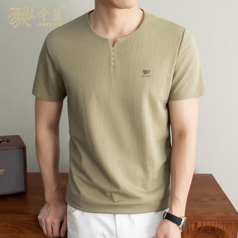 Men s Summer Linen Blend V-Neck T-Shirt M