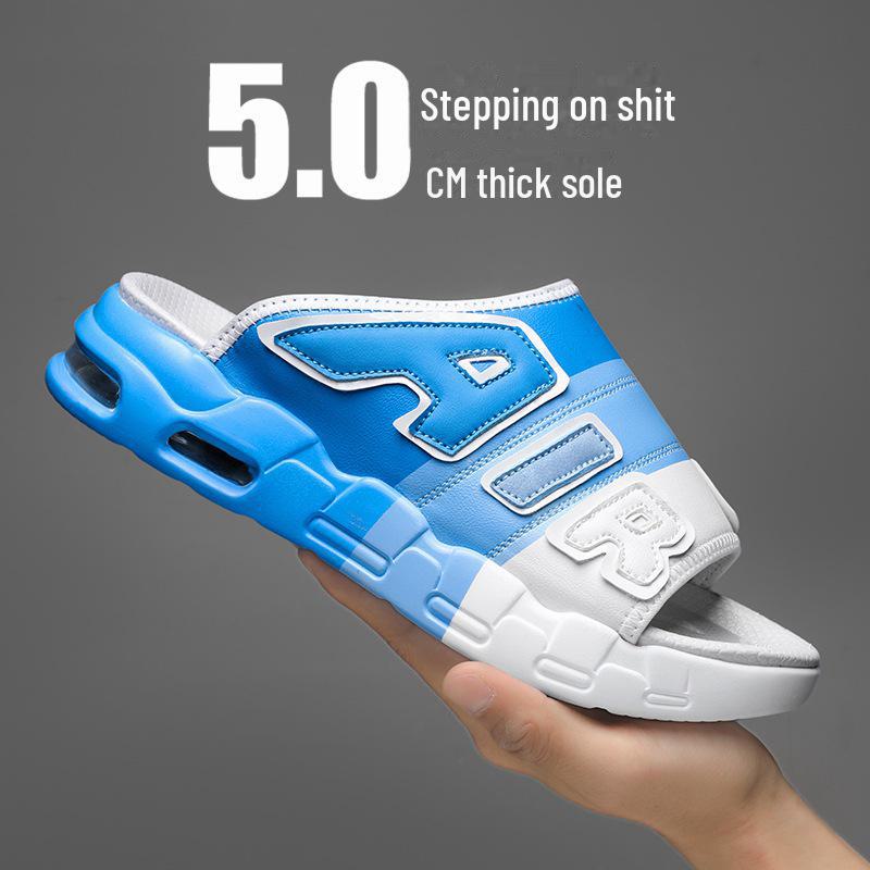 

Мужские шлепанцы с толстой подошвой и воздушной подушкой: Летние повседневные спортивные сандалии 46 синий/белый