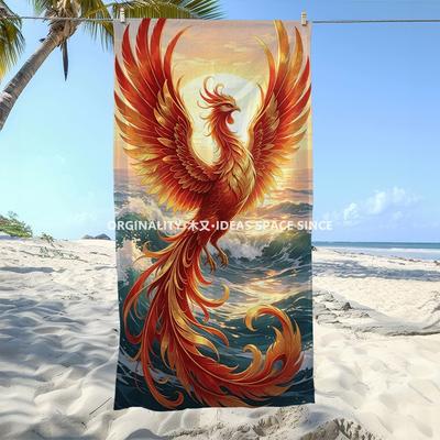 Sunset Phoenix Rising Beach Towel Patterned Sunscreen And Windproof Suitable For Swimming Pool Camping Travel