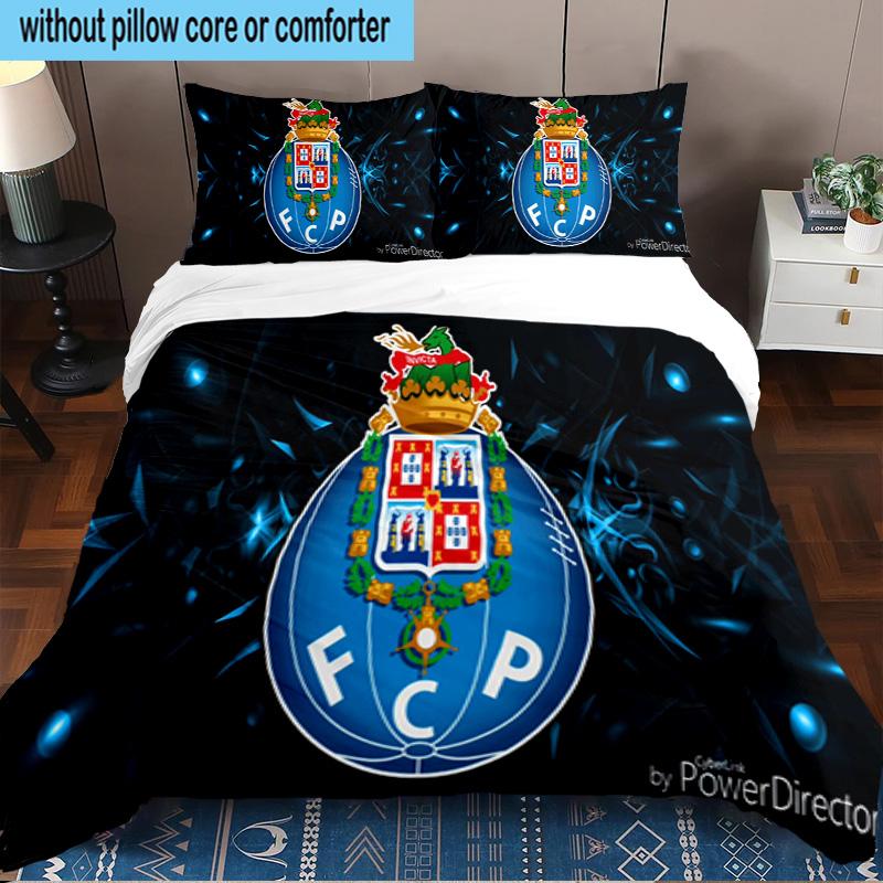 3PCS Fc Porto Crest Design Printed Bedding Set, Includes A Duvet Cover and Two Pillowcases for Bedroom, Suitable for All Seasons