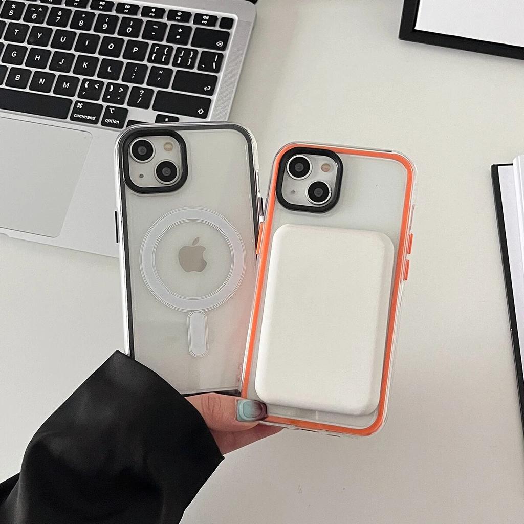 Luxusní průhledné akrylové magnetické zadní kryty pro iPhone 15 14 13 12 11 Pro Max Nárazuvzdorné barevné rámečky Magsafe Pouzdra na telefony Nové